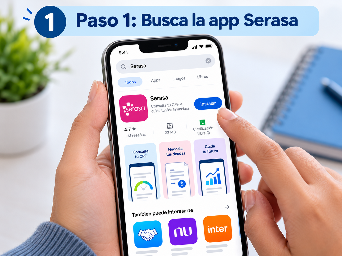 Aplicación oficial Serasa en App Store o Google Play